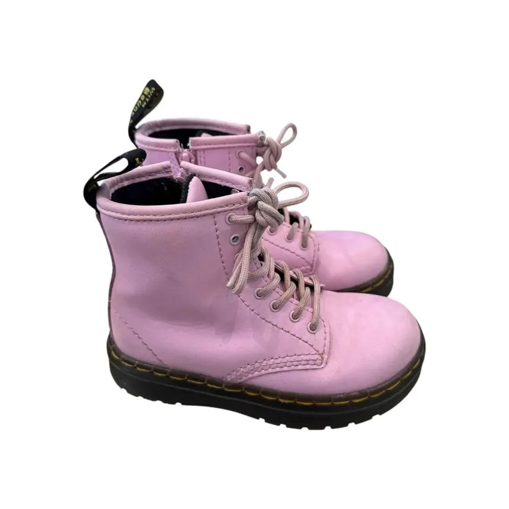 Dr. Martens Zavala Pink Lace Up Boots Kids US 9 EU 26